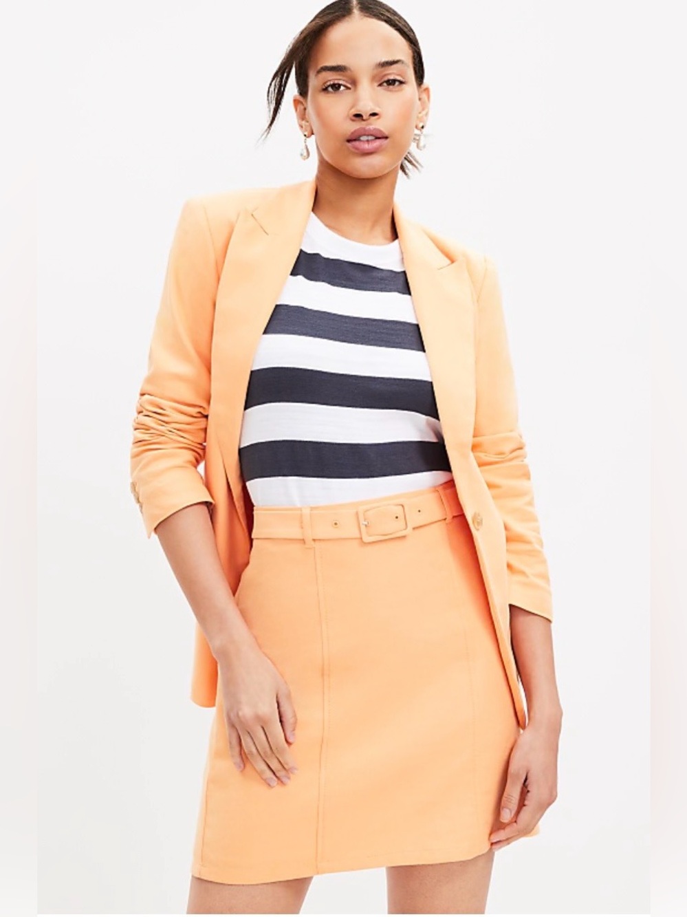 LOFT Peach Belted Mini Skirt